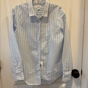 johnnie-O Blue and White Striped Casual Shirt